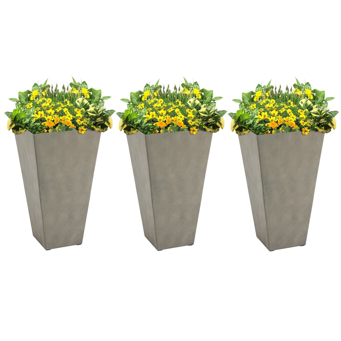 28" Set of 3 Large Outdoor & Indoor Plastic Garden Planters