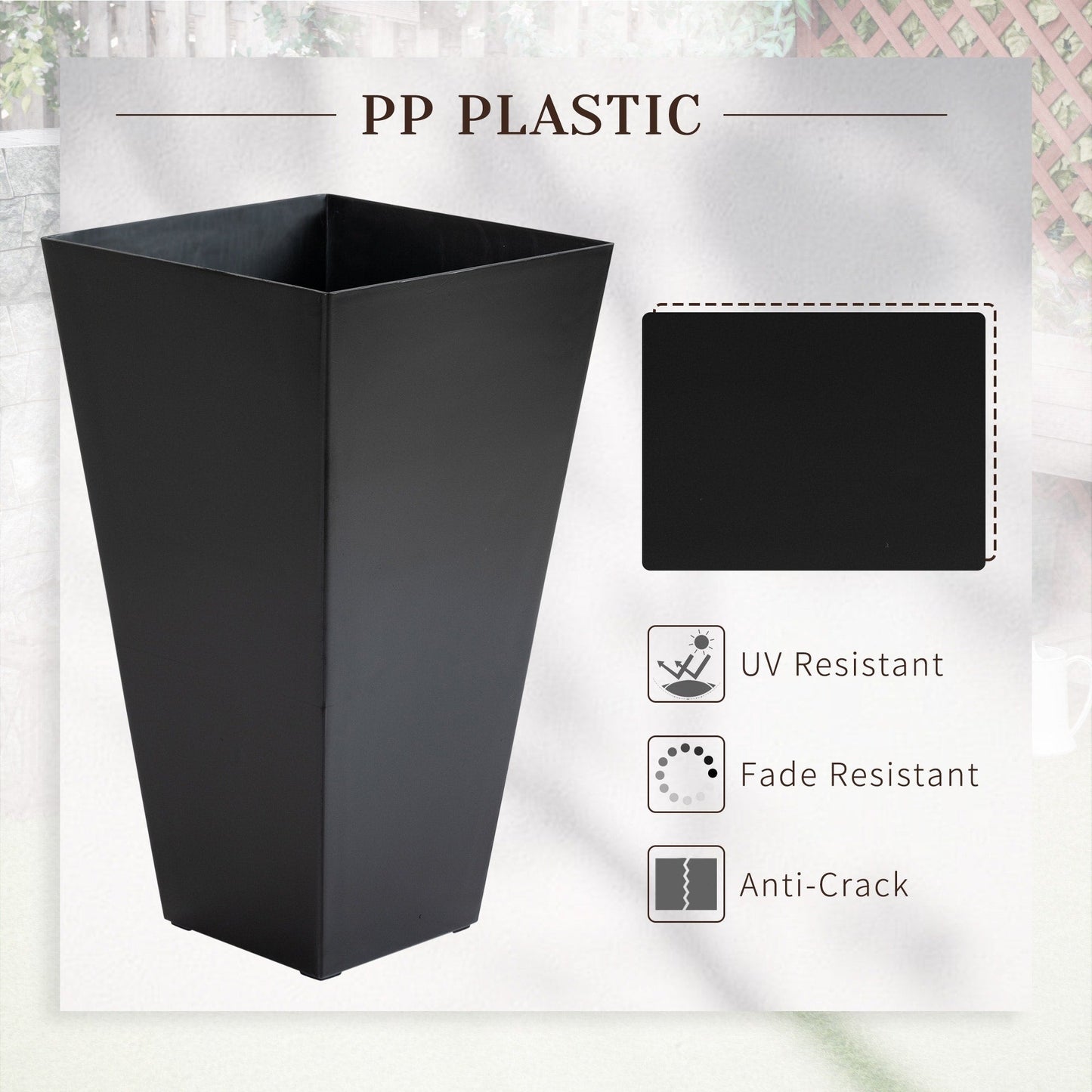 28" Set of 3 Large Outdoor & Indoor Plastic Garden Planters