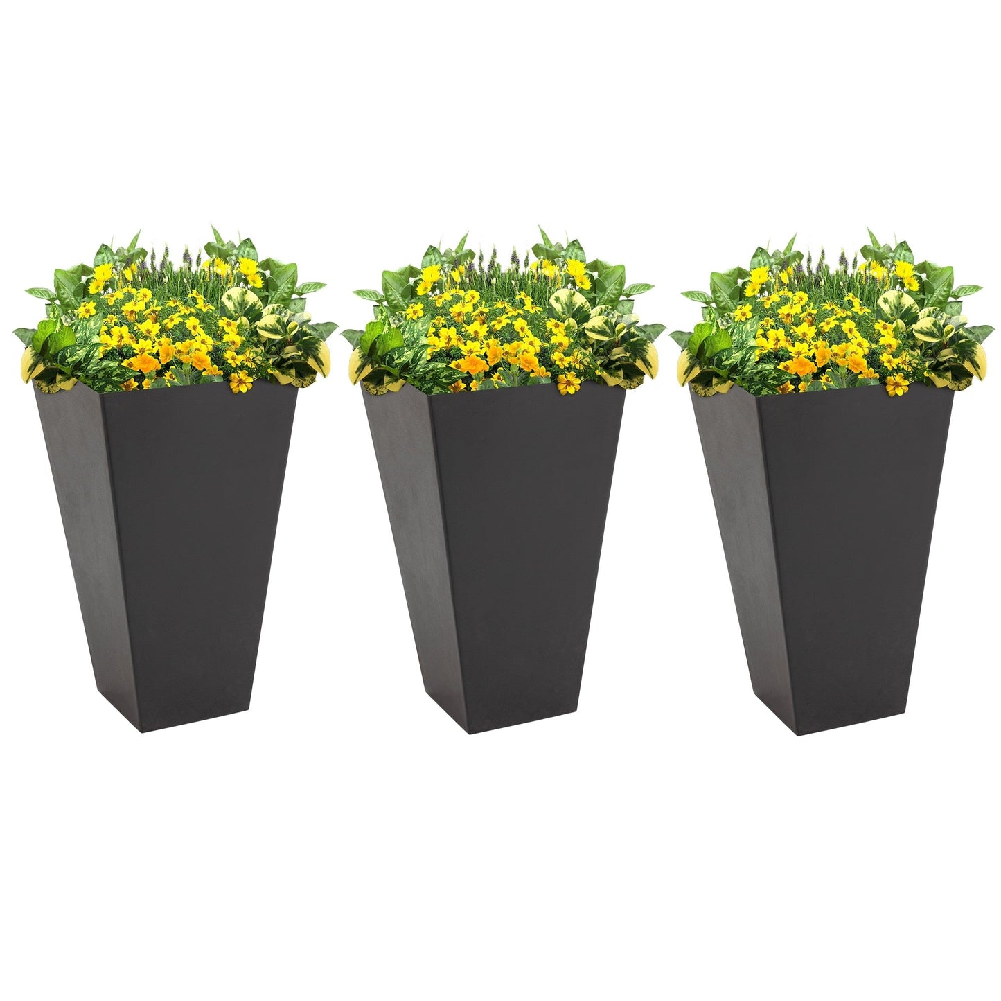 28" Set of 3 Large Outdoor & Indoor Plastic Garden Planters