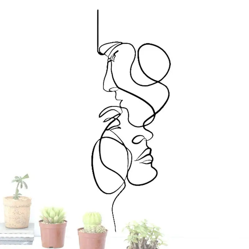 Minimalist Couple Facial Line Art Wall Decor Abstract Metal Wall Art
