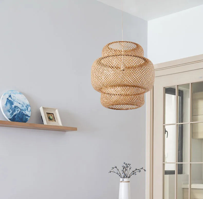 Hand Knitted Rattan Style Weaving Pendant Lamp