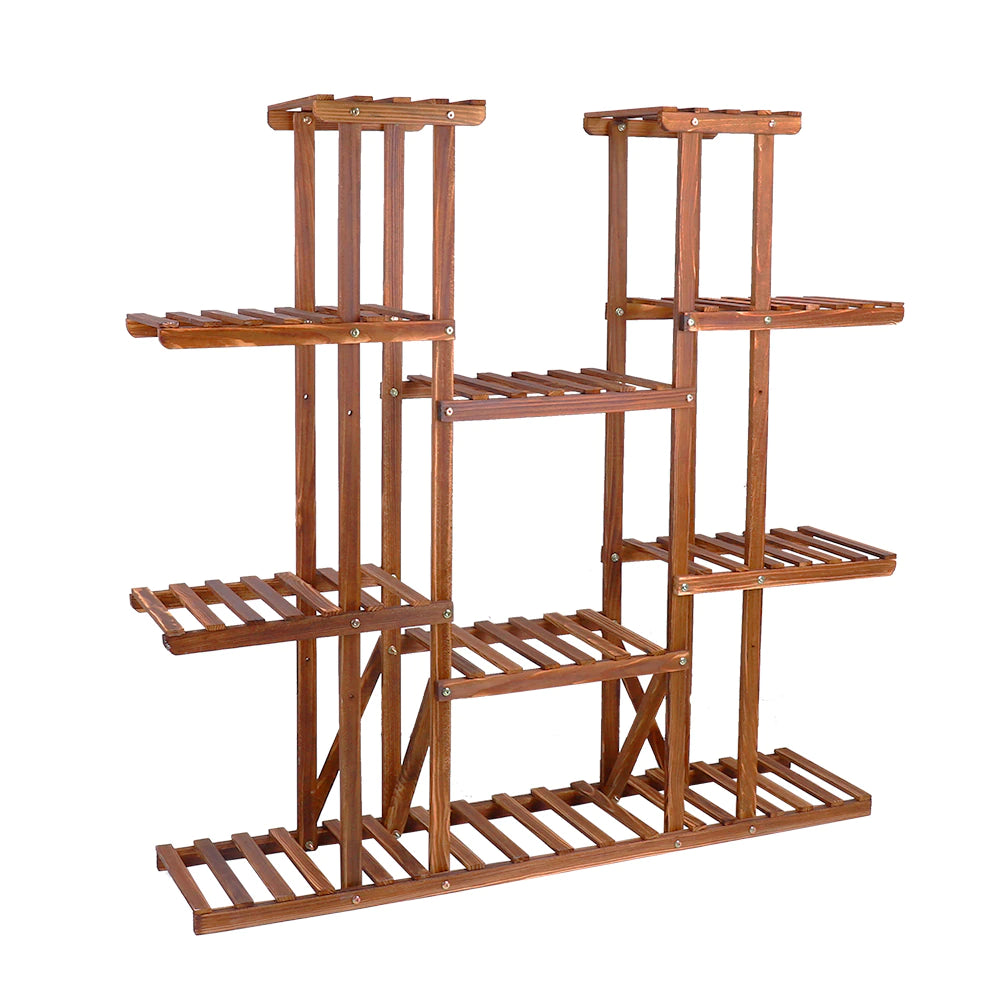 Wooden Multi-Tier Plant Stand, Wood Flower Rack Holder 16 Potted Display Storage Shelves - 46in
